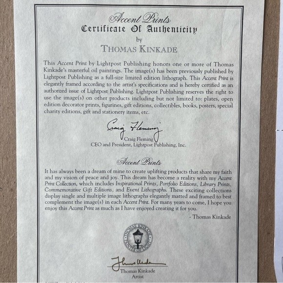 Thomas Kinkade Sweetheart Cottages Matted and Framed Accent Print with COA - Picture 11 of 13